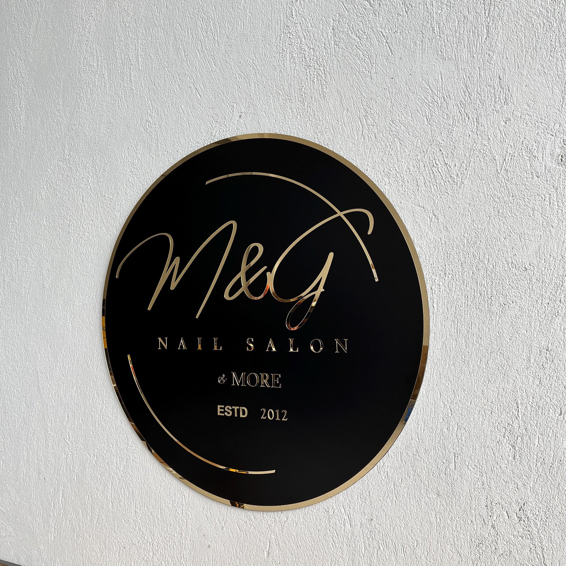 Business Black Round Mirror Logo Sign, Custom 3D Acrylic Sign, Modern Office Wall Decor, Personalized Company Logo, Reception Desk Sign