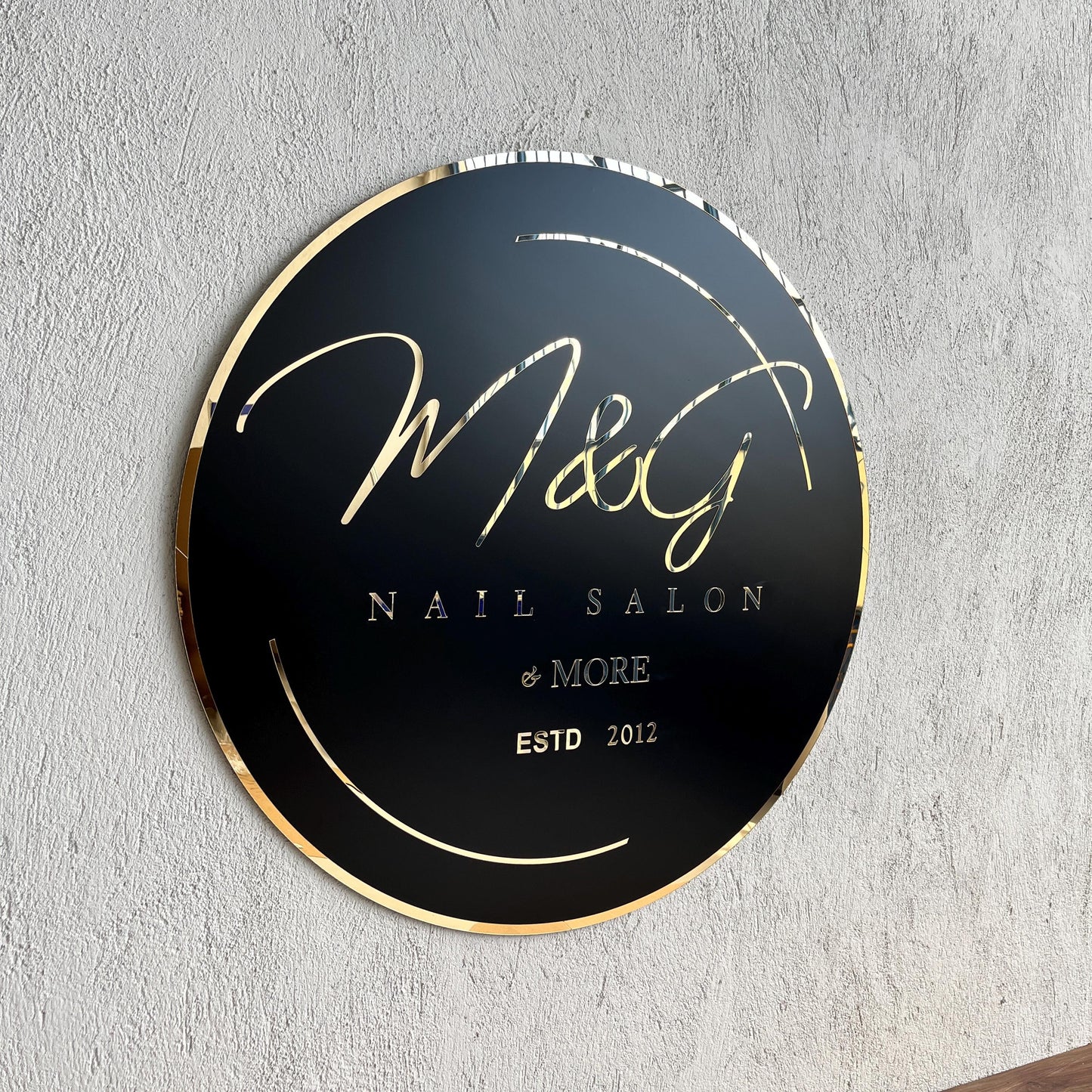 Business Black Round Mirror Logo Sign, Custom 3D Acrylic Sign, Modern Office Wall Decor, Personalized Company Logo, Reception Desk Sign