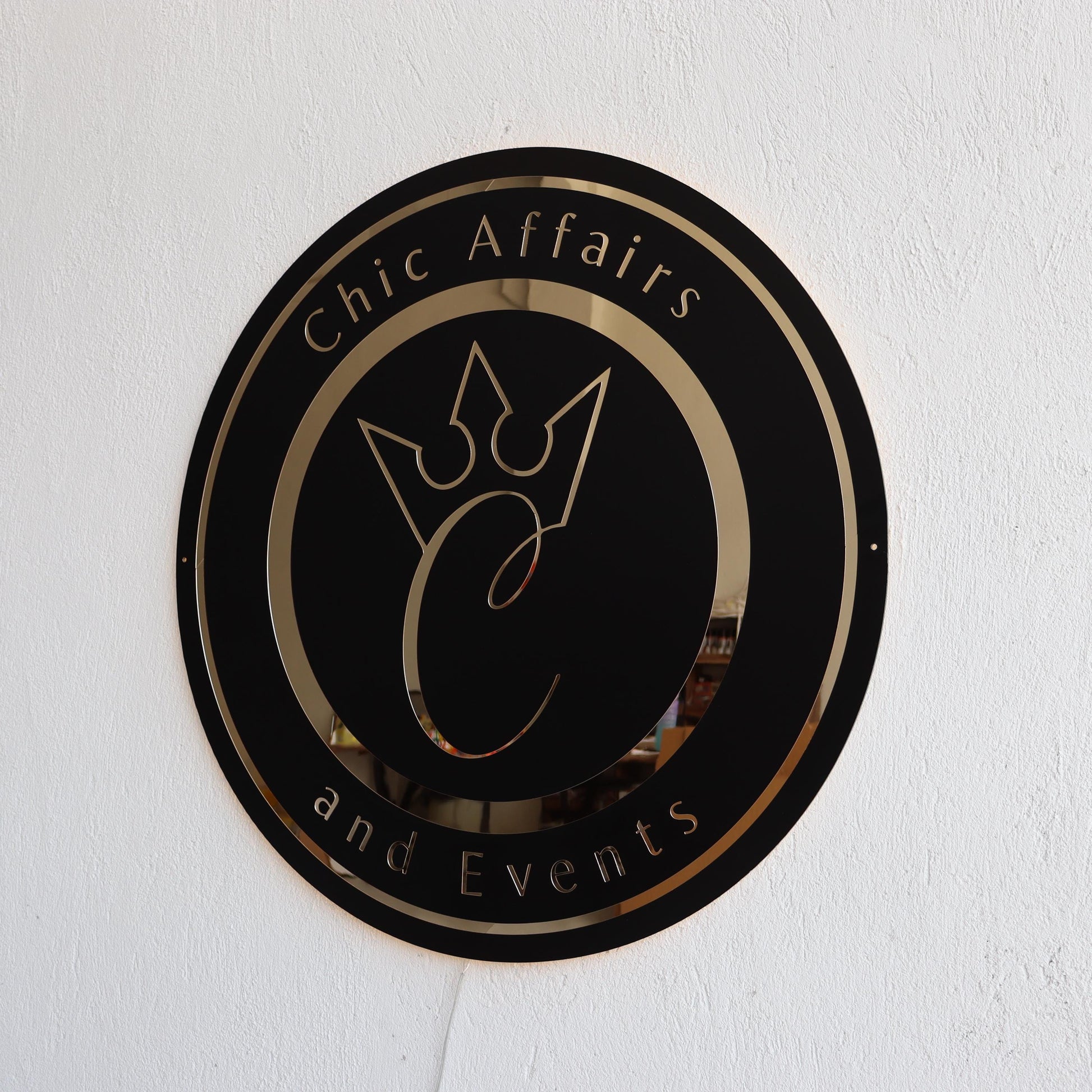 Business Black Round Mirror Logo Sign, Custom 3D Acrylic Sign, Modern Office Wall Decor, Personalized Company Logo, Reception Desk Sign