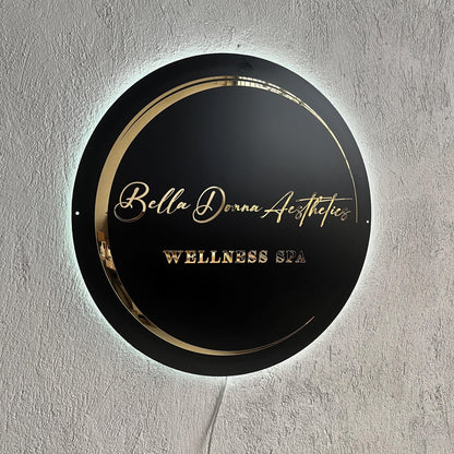 Custom Black Neon Business Logo Sign, Backlit Acrylic Sign, Personalized Business Name Sign, Salon Wall Decor, Office Sign, Storefront Sign
