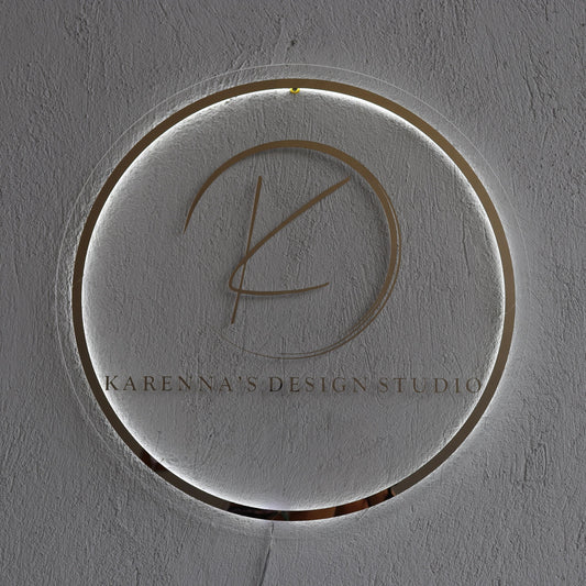 Gold Mirror Custom Sign Business Logo, Backlit Acrylic Sign, Personalized Business Name Sign, Salon Wall Decor, Office Sign, Storefront Sign