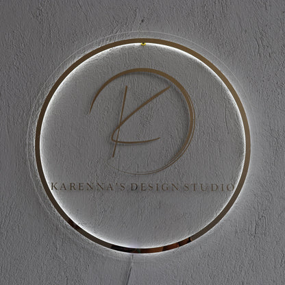 Gold Mirror Custom Sign Business Logo, Backlit Acrylic Sign, Personalized Business Name Sign, Salon Wall Decor, Office Sign, Storefront Sign