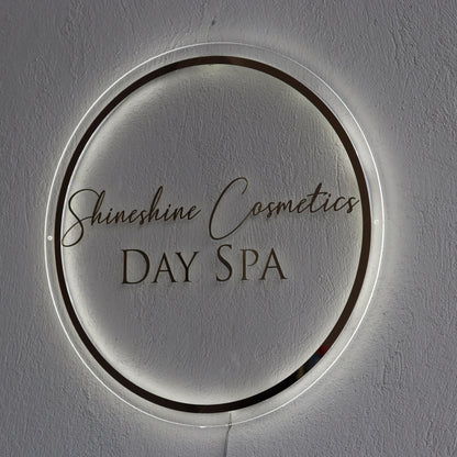 Gold Mirror Custom Sign Business Logo, Backlit Acrylic Sign, Personalized Business Name Sign, Salon Wall Decor, Office Sign, Storefront Sign