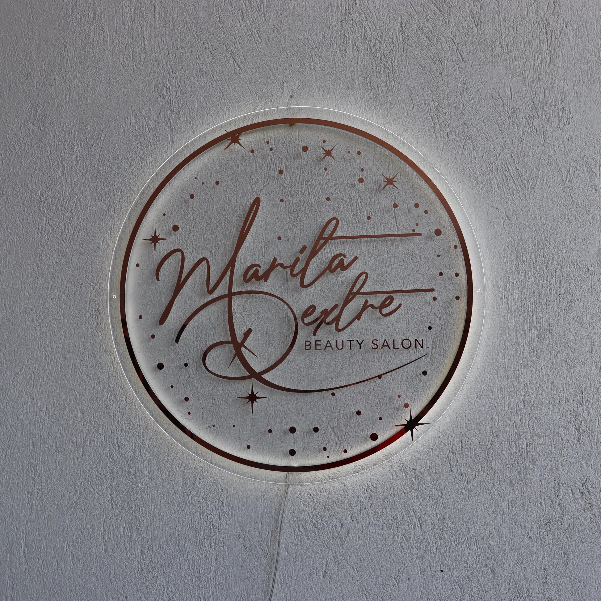 Rose Gold Mirror Custom Sign Business Logo, Backlit Acrylic Sign, Personalized Business Name Sign, Salon Wall Decor, Office Storefront Sign