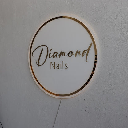 White Custom 3D Business Logo Sign, Backlit Acrylic Sign, Personalized Business Name Sign, Salon Wall Decor, Office Sign, Storefront Sign