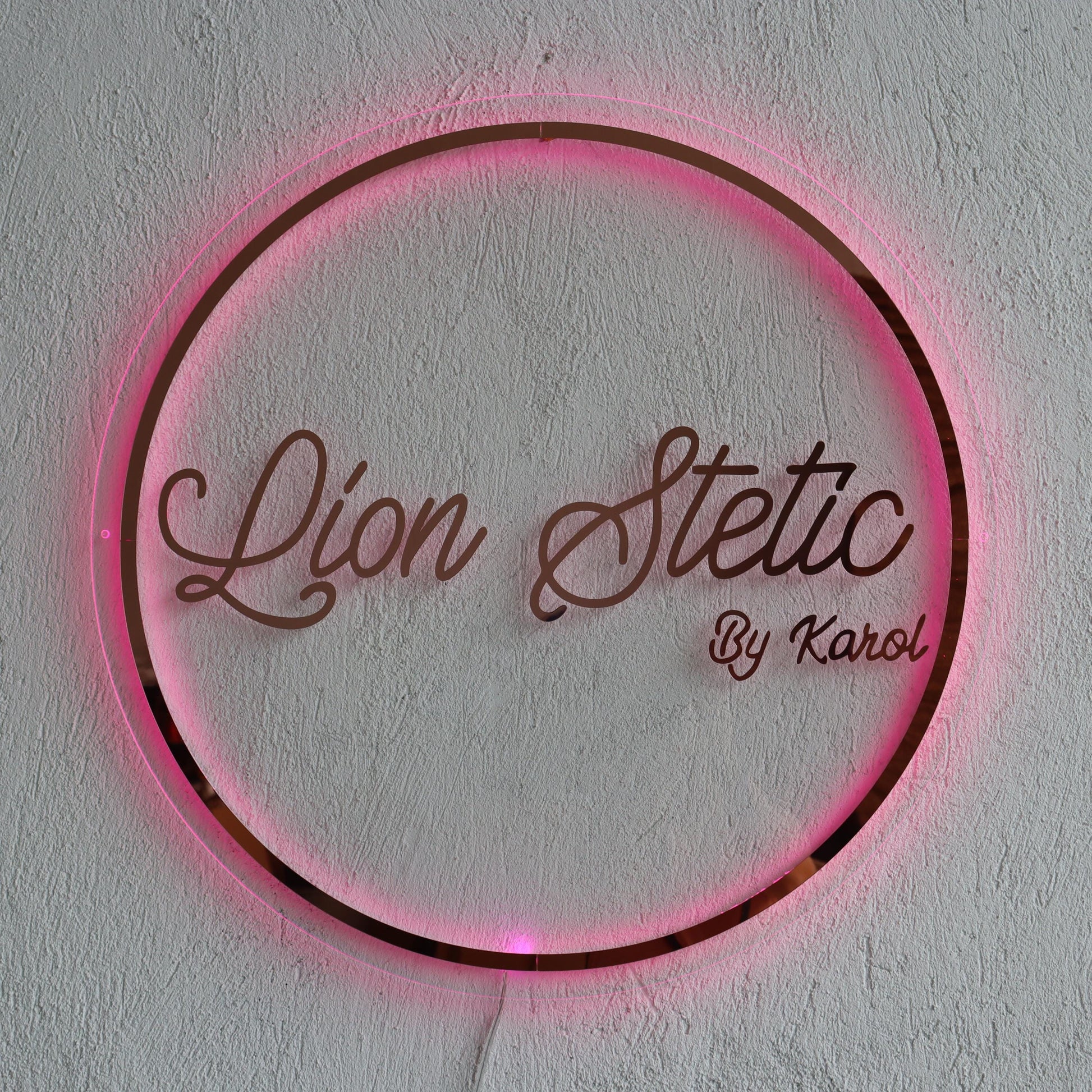 Rose Gold Mirror Custom Sign Business Logo, Backlit Acrylic Sign, Personalized Business Name Sign, Salon Wall Decor, Office Storefront Sign
