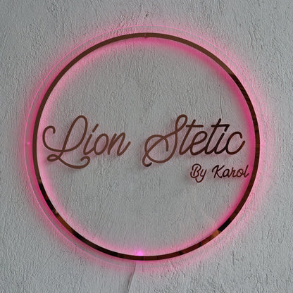 Rose Gold Mirror Custom Sign Business Logo, Backlit Acrylic Sign, Personalized Business Name Sign, Salon Wall Decor, Office Storefront Sign