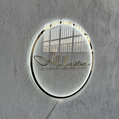 Clear Acrylic Custom Neon Sign, Backlit Acrylic Sign, Personalized Business Name Sign, Salon Wall Decor, Office Sign, Storefront Sign