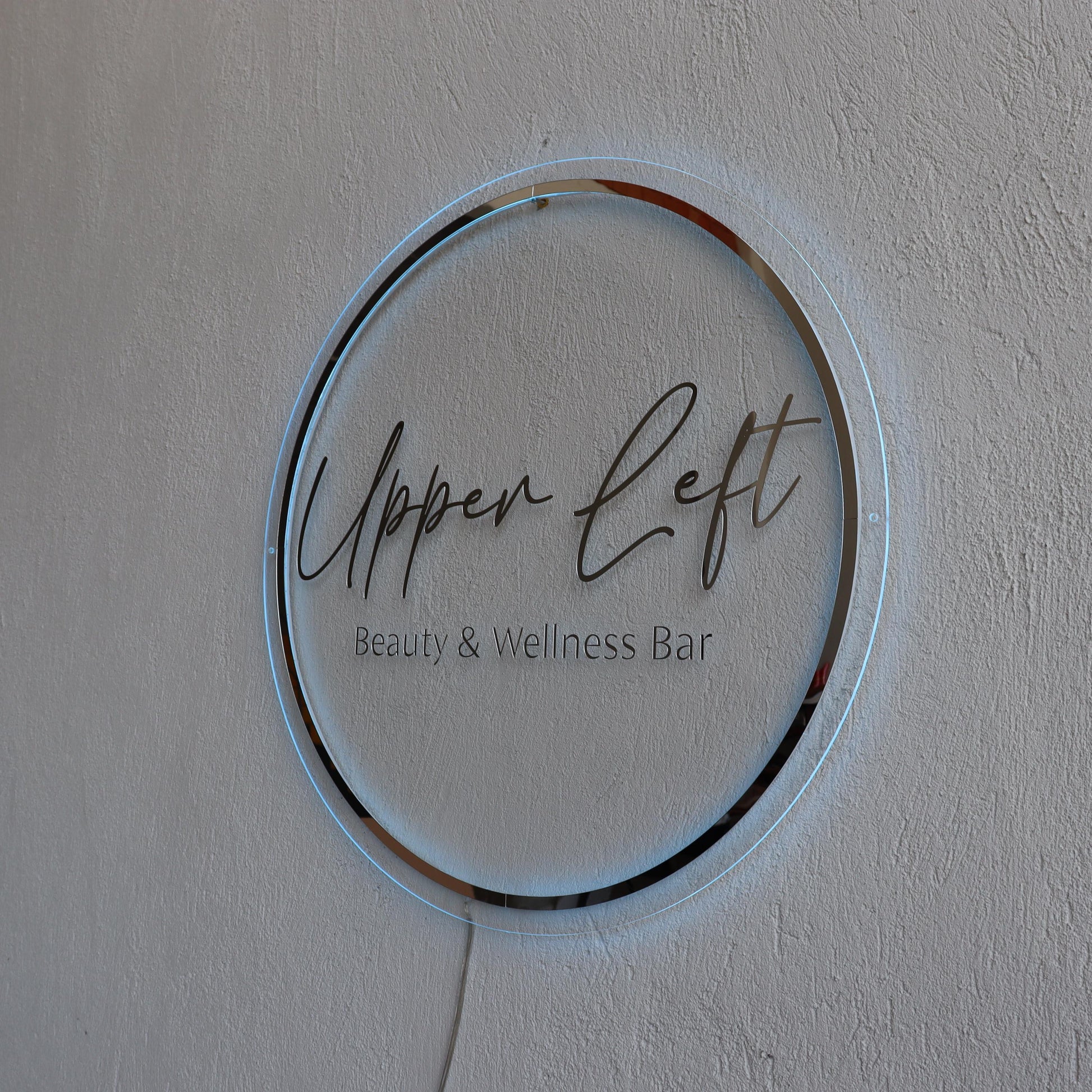 Silver Mirror Custom Sign Business Logo, Backlit Acrylic Sign, Personalized Business Name Sign, Salon Wall Decor, Office Sign, Store Sign