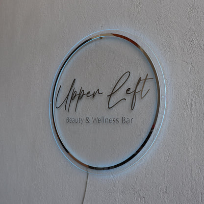Silver Mirror Custom Sign Business Logo, Backlit Acrylic Sign, Personalized Business Name Sign, Salon Wall Decor, Office Sign, Store Sign