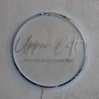 Silver Mirror Custom Sign Business Logo, Backlit Acrylic Sign, Personalized Business Name Sign, Salon Wall Decor, Office Sign, Store Sign