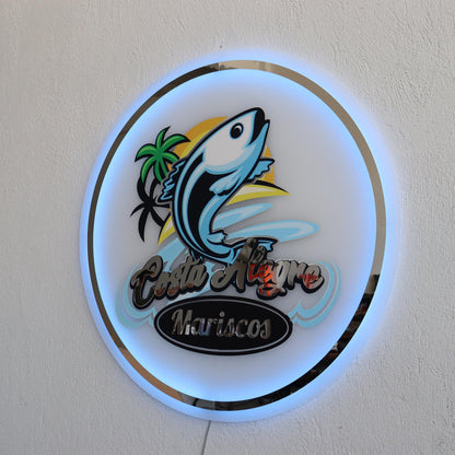 Uv Print Custom Sign Business Logo, Backlit Acrylic Sign, Personalized Business Name Sign, Salon Wall Decor, Office Sign, Store Sign