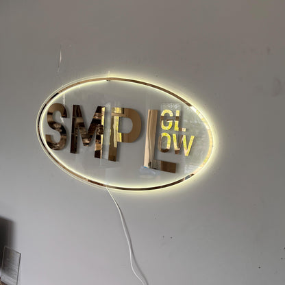 Clear Acrylic Oval Custom Neon Sign, Backlit Acrylic Sign, Personalized Business Name Sign, Salon Wall Decor, Office Sign, Storefront Sign