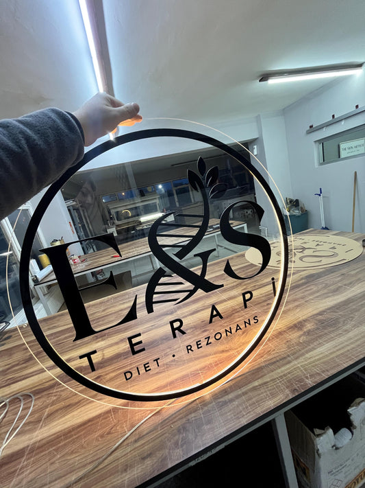 Clear Acrylic Round Custom Neon Sign, Backlit Acrylic Sign, Personalized Business Name Sign, Salon Wall Decor, Office Sign, Storefront Sign