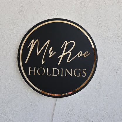 Custom Black Neon Business Logo Sign, Backlit Acrylic Sign, Personalized Business Name Sign, Salon Wall Decor, Office Sign, Storefront Sign