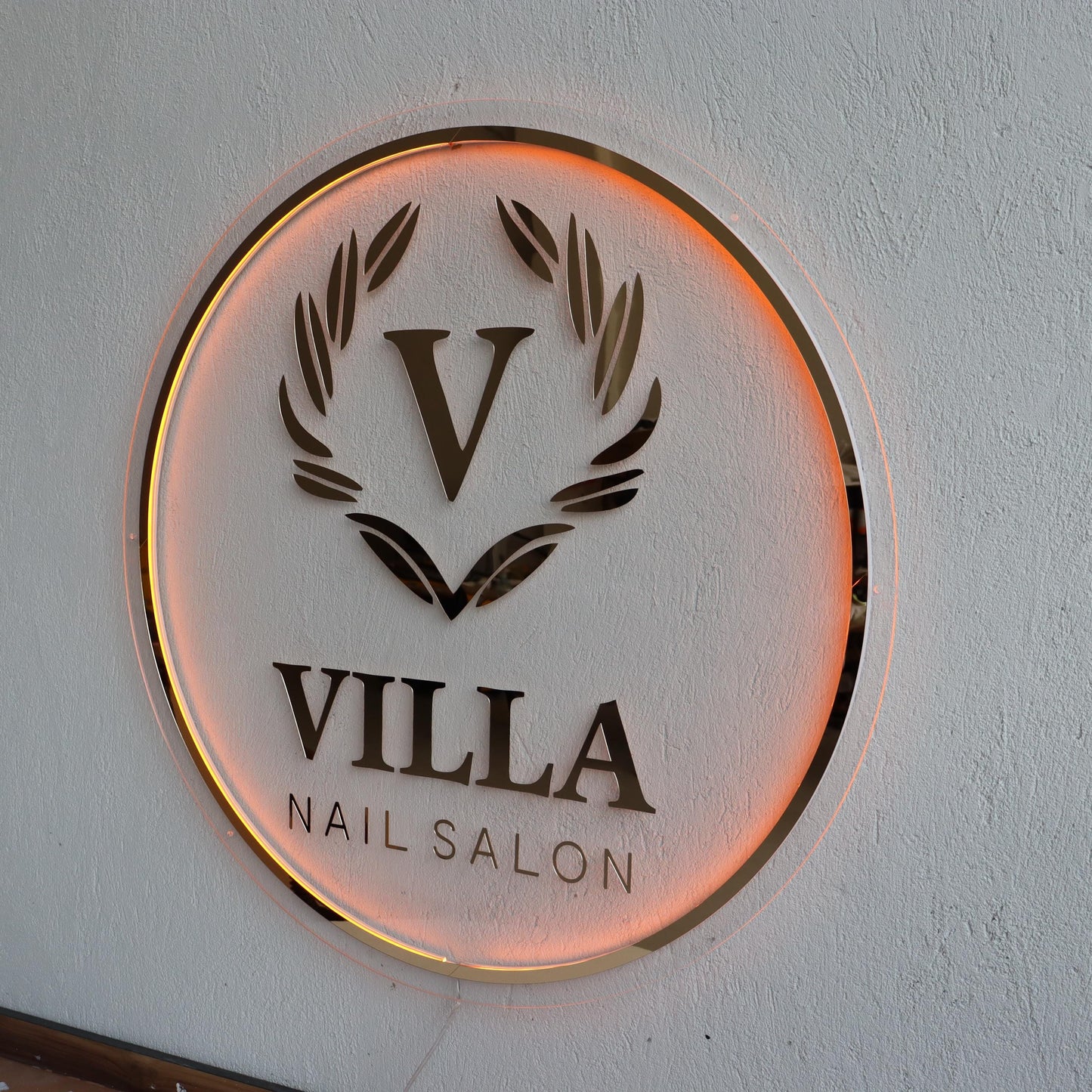 Custom Frosted Acrylic Round Neon Sign, Circle Shape with Frosted Background Business Logo Display Salon Spa Decor Gift