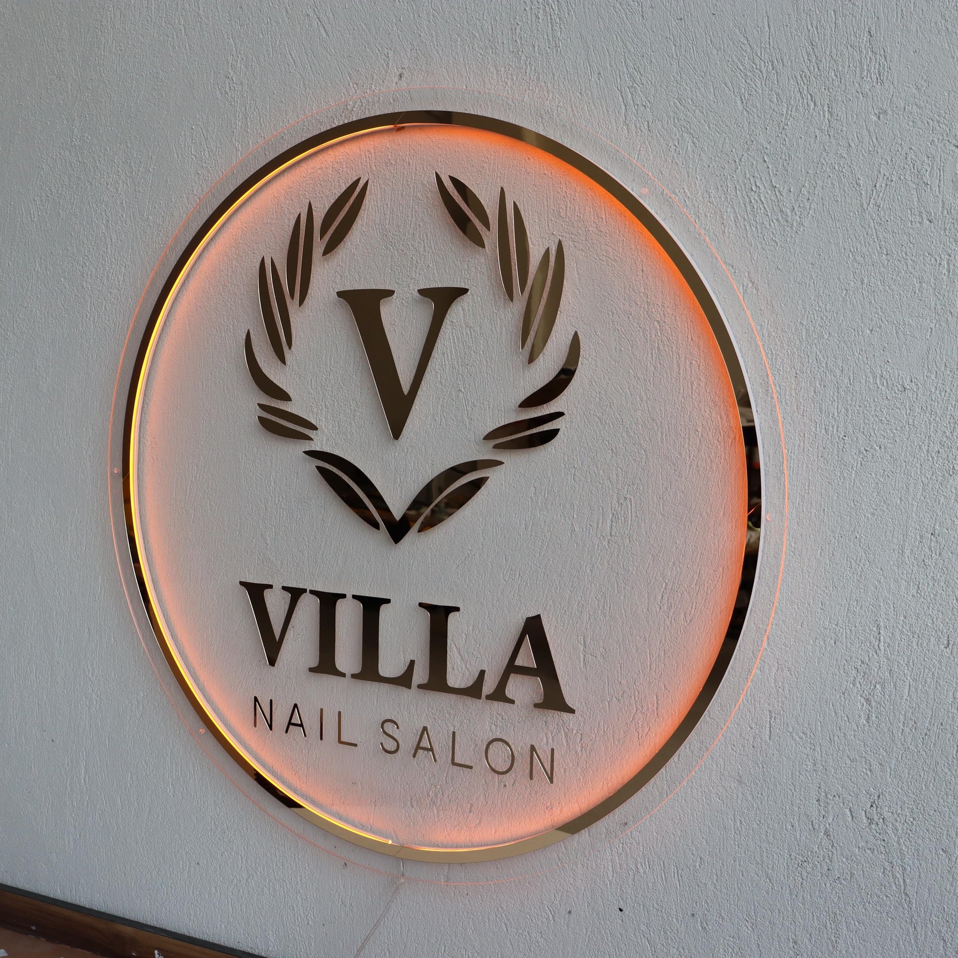 Custom Frosted Acrylic Round Neon Sign, Circle Shape with Frosted Background Business Logo Display Salon Spa Decor Gift