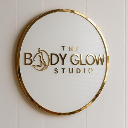 Custom Round Acrylic Salon Sign, Personalized Beauty Studio Wall Logo, Business Name Sign for Esthetician, Spa or Nail Room Decor