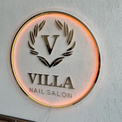 Custom Frosted Acrylic Round Neon Sign, Circle Shape with Frosted Background Business Logo Display Salon Spa Decor Gift