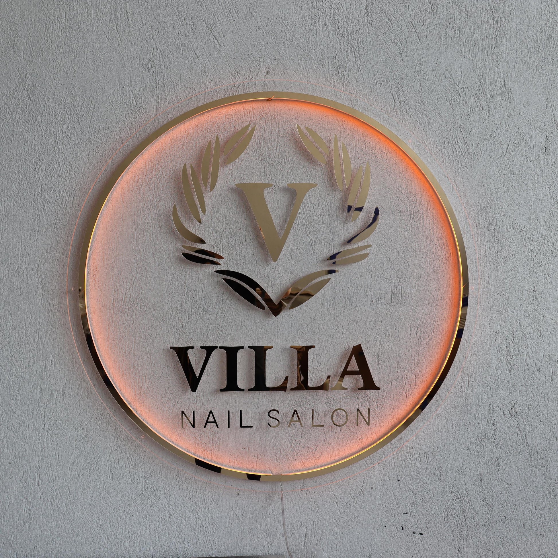 Custom Frosted Acrylic Round Neon Sign, Circle Shape with Frosted Background Business Logo Display Salon Spa Decor Gift