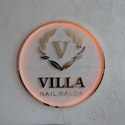 Custom Frosted Acrylic Round Neon Sign, Circle Shape with Frosted Background Business Logo Display Salon Spa Decor Gift