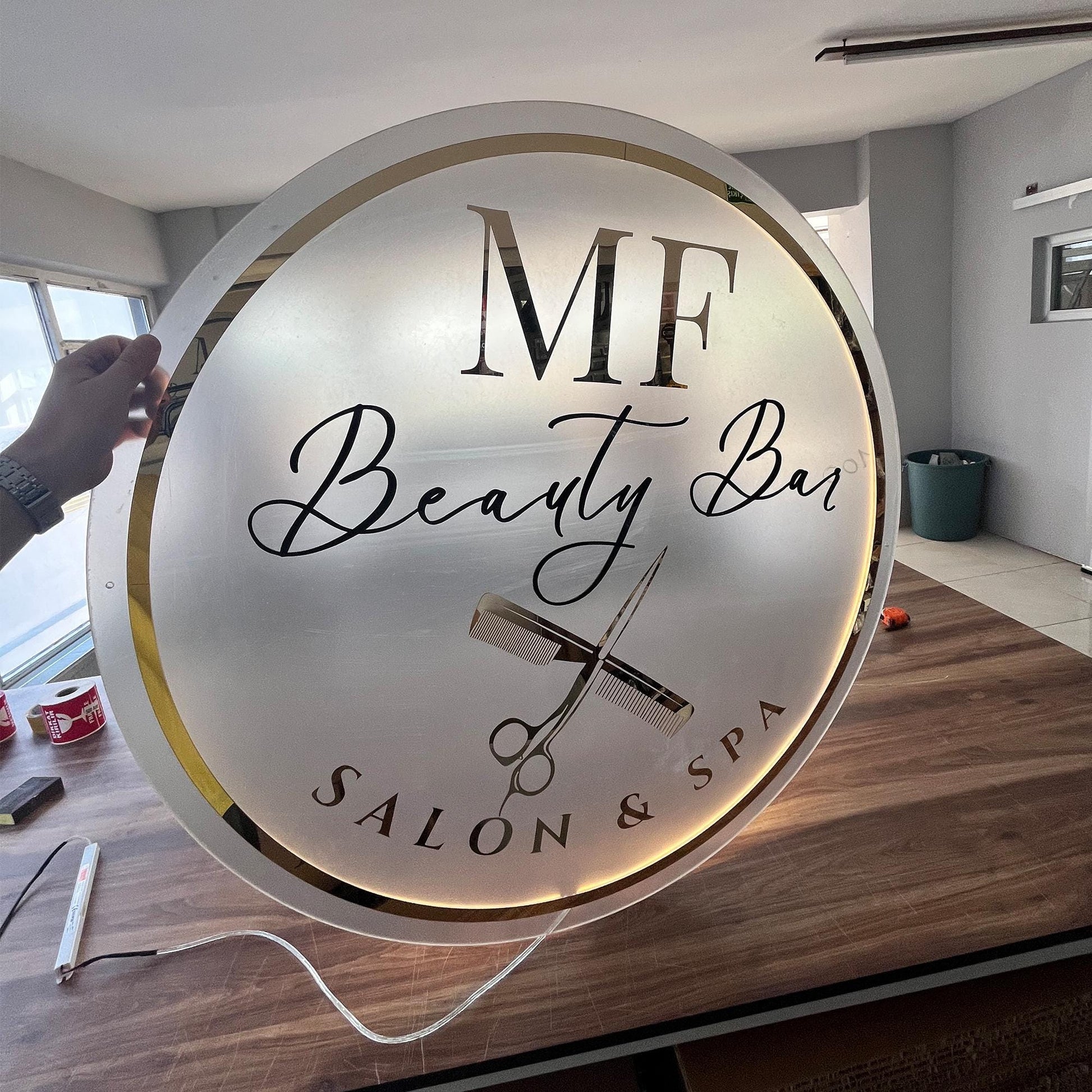 Custom Beauty Studio Neon Sign, Acrylic Salon Backlit Sign, Business Logo Signs, Wall and Door Office Sign, Wall LED Salon logo sign