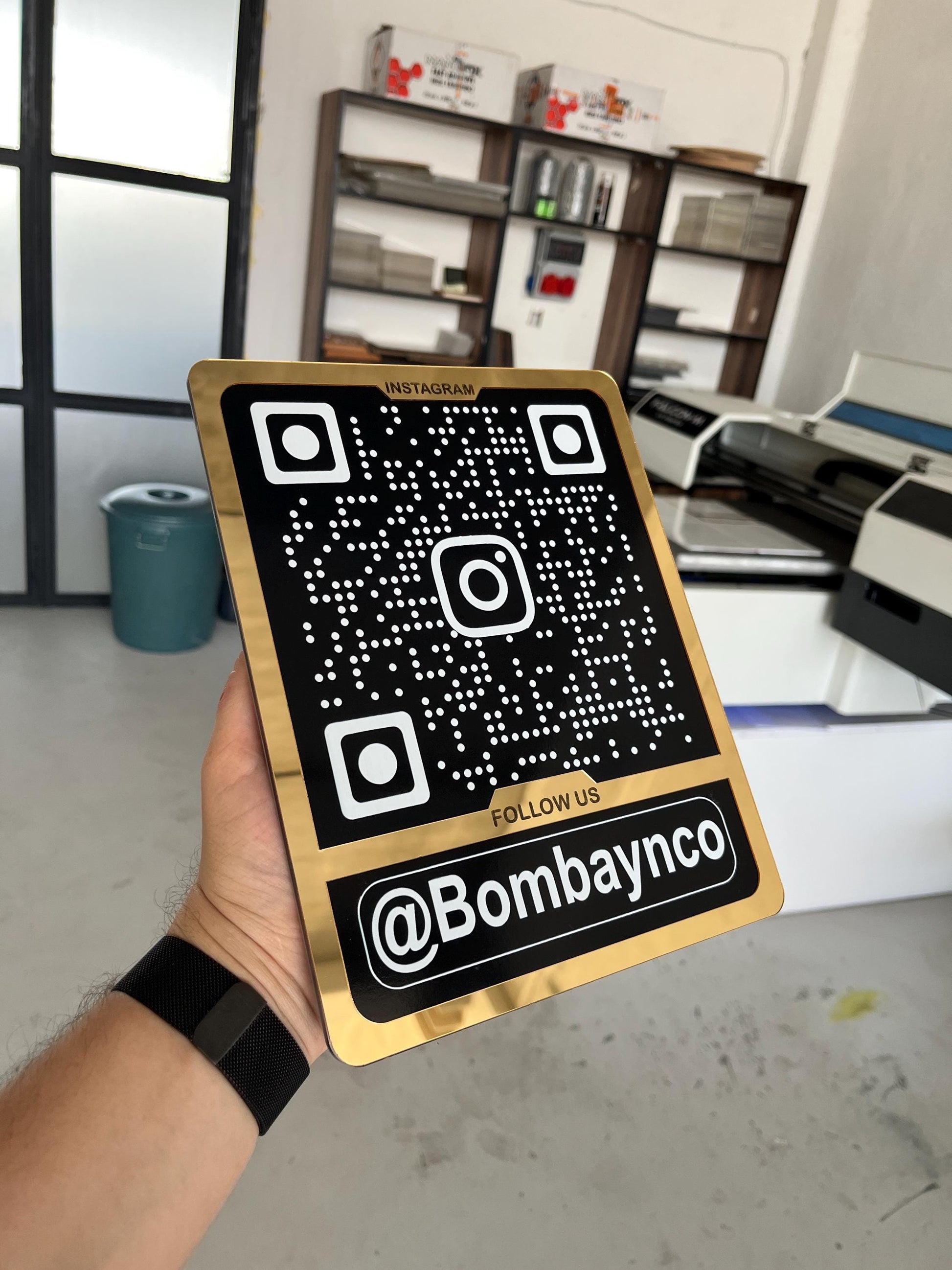 Custom Instagram QR Code Sign for Business, Laser Engraved Acrylic Social Media Plaque, Qr Code Sign For Business