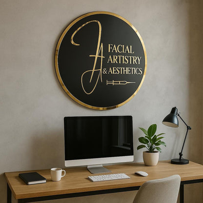 Custom Round Acrylic Salon Sign, Personalized Beauty Studio Wall Logo, Business Name Sign for Esthetician, Spa or Nail Room Decor