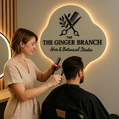 Custom Hair Salon Studio Sign for Wall Decor, Modern Personalized Beauty Salon Business Logo Signage for Hairdresser Barbershop