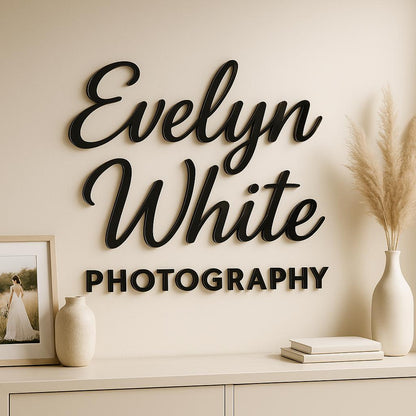 Minimalist Luxury Salon Wall Sign – Custom Acrylic Logo Signage for Hair, Spa, and Beauty Studios with Modern Laser Cut Design
