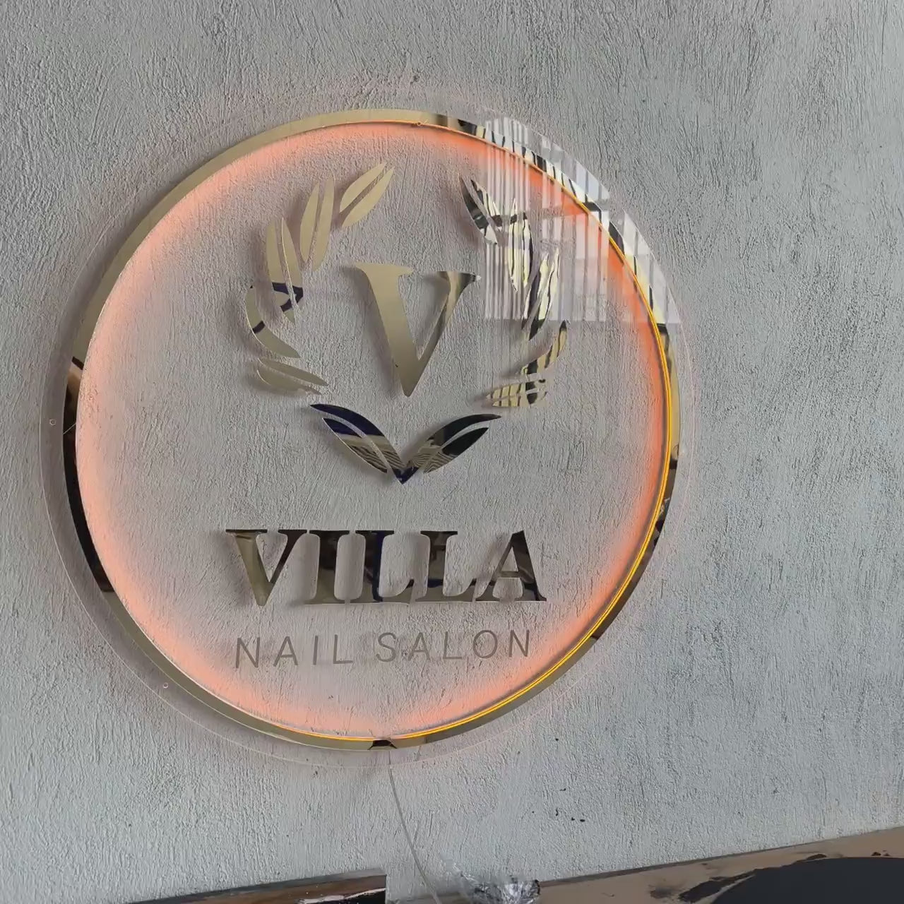 Custom Frosted Acrylic Round Neon Sign, Circle Shape with Frosted Background Business Logo Display Salon Spa Decor Gift