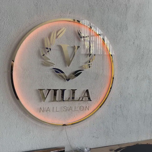 Custom Frosted Acrylic Round Neon Sign, Circle Shape with Frosted Background Business Logo Display Salon Spa Decor Gift